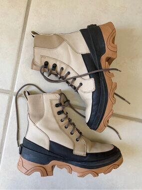 Sorel Brex Waterproof Leather Chunky Lace-Up Tan Boot